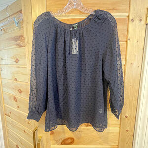Women's J.Crew Navy Swiss Dot Blouse S